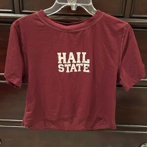 Women's Burgundy Hail State Crop Top